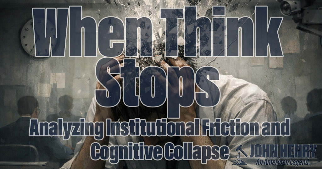 When Think Stops: A Systems Analysis of Institutional Friction and Cognitive Collapse