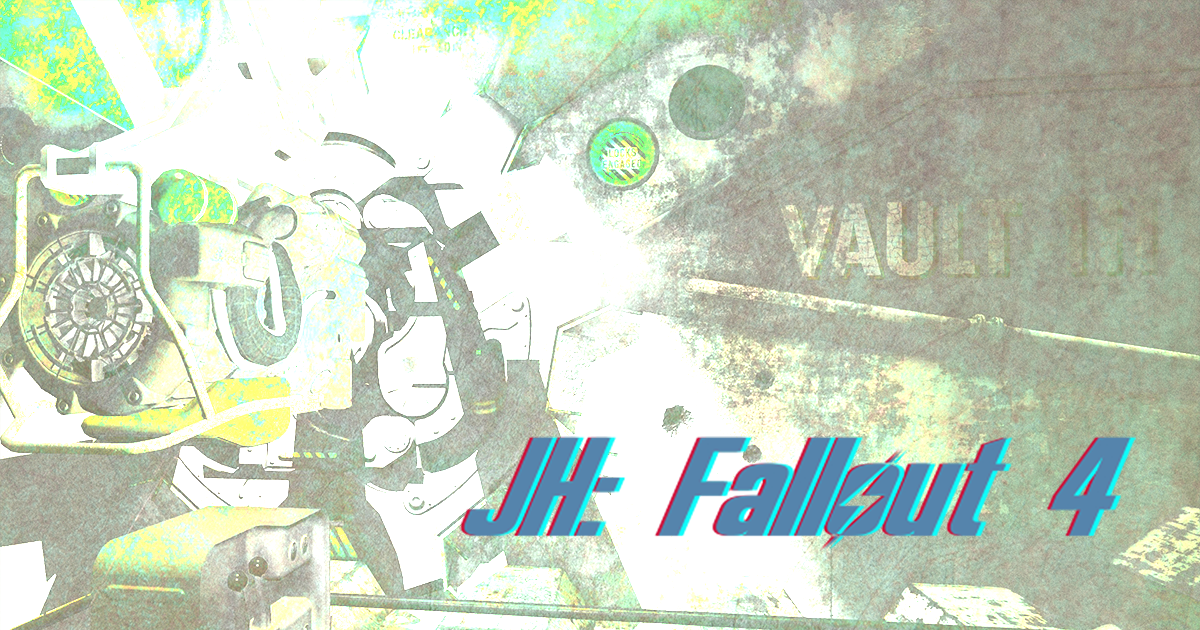 Fallout 4 page banner for JohnHenry.US showing exit from Vault 111, heavily filtered and stylized.