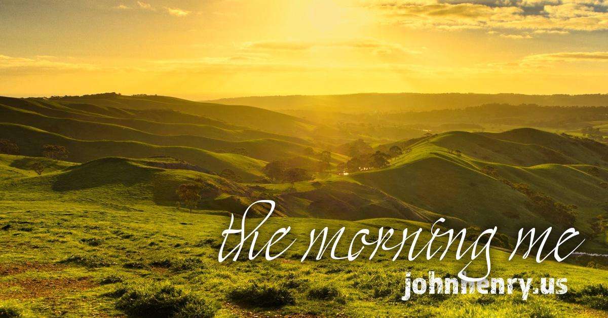 banner image for the "morning me" newsletter showing a sunrise over rolling grassy hills.